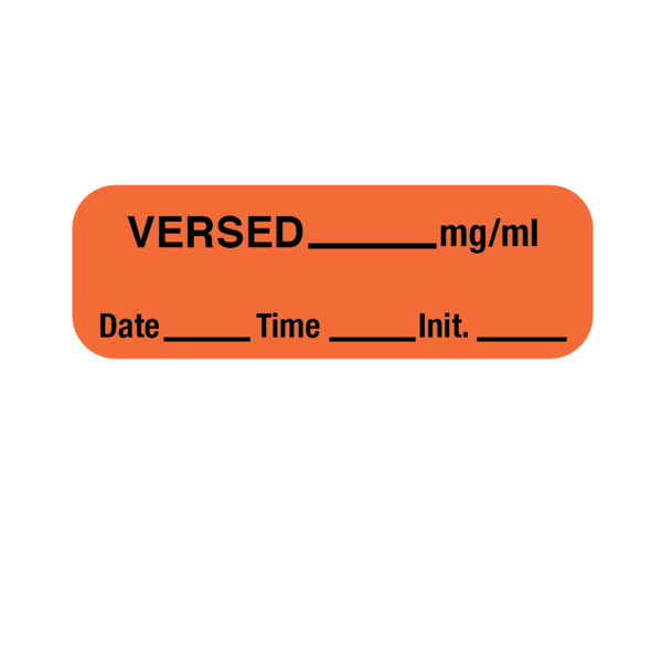 Nevs Label, Versed 1/2" x 1-1/2" Orange w/Black LANT-1242D